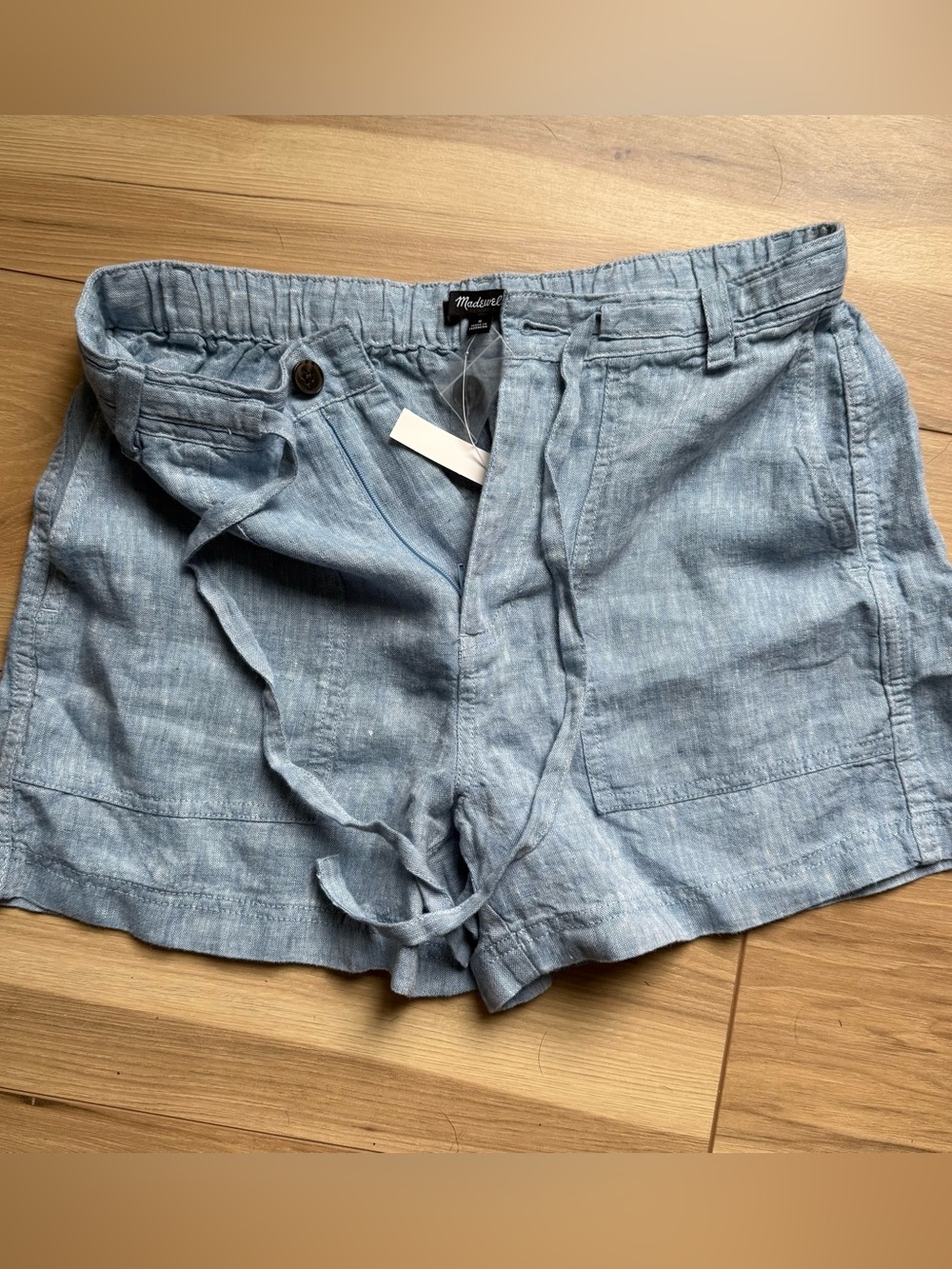 Madewell Light Blue Linen Blend Drawstring Shorts - Picture 7 of 11